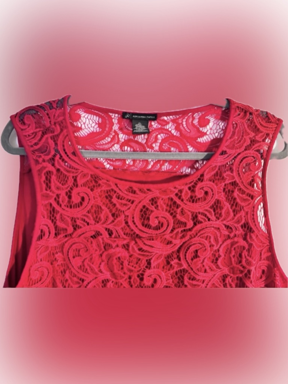 Adrianna Papell Red Lace Sleeveless Top Women’s XL EUC - Picture 2 of 6